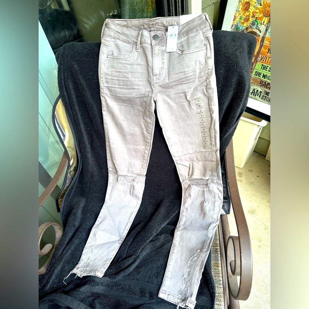American Eagle Outfitters Taupe Womens Teen Next Level Stretch Jeans (2) NWT